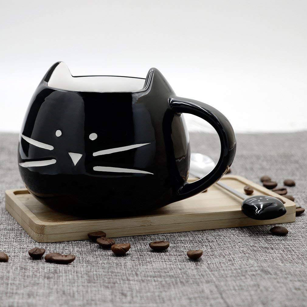 Koolkatkoo Cute Cat Coffee Mug Set for Girls Women Ceramic Kitty Tea C