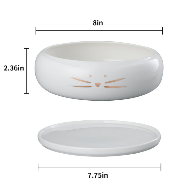 Koolkatkoo 8 Inch Large Cute Cat Ceramic Succulent Planter Pots with Removable Saucer Unique Porcelain Cactus Planters Decorative Flower Pot for Cat Lovers White