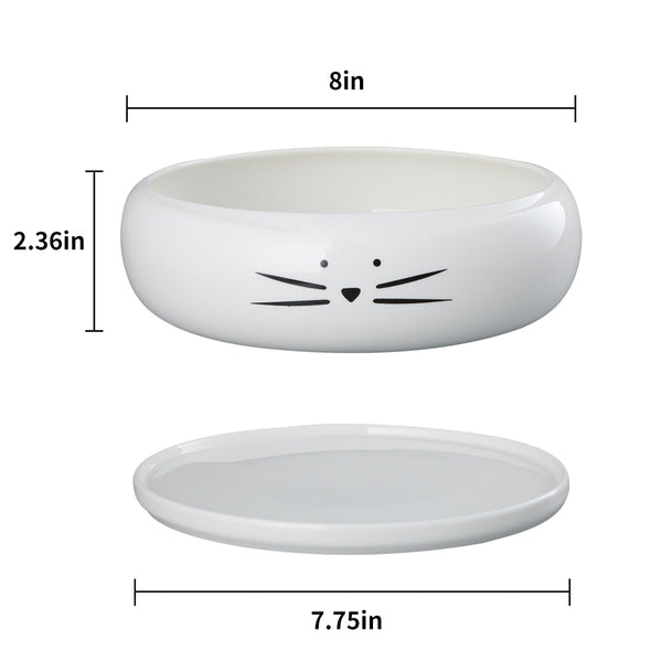 Koolkatkoo 8 Inch Large Cute Cat Ceramic Succulent Planter Pots with Removable Saucer Unique Porcelain Cactus Planters Decorative Flower Pot for Cat Lovers White